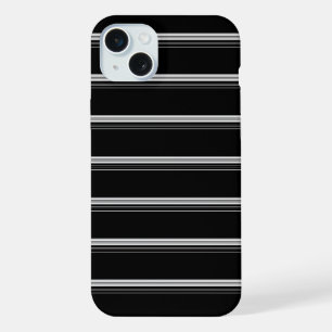Chic black white striped iPhone 15 plus case