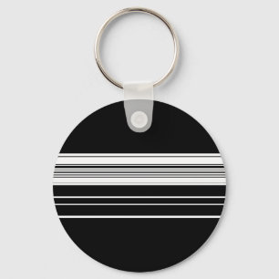 Chic black white striped keychain