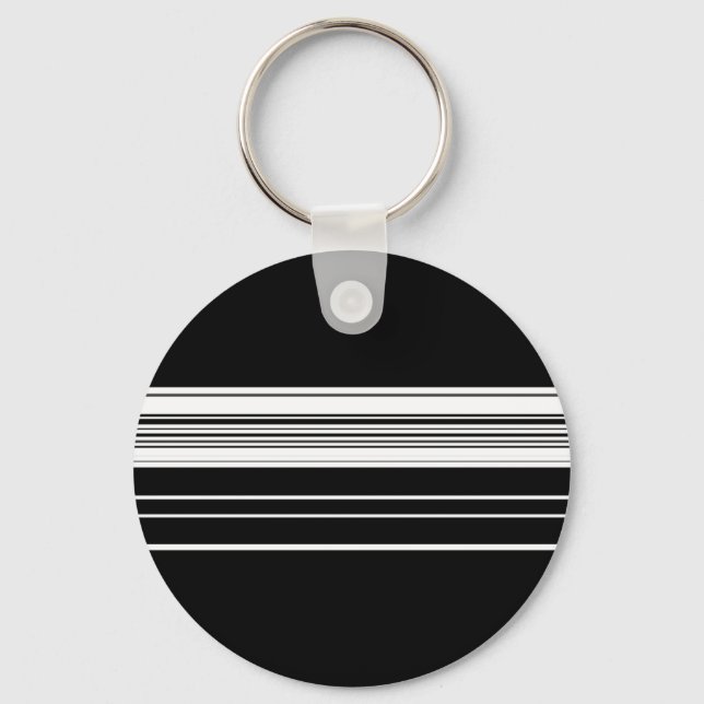 Chic black white striped  keychain (Front)