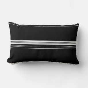 Chic black white striped  lumbar pillow