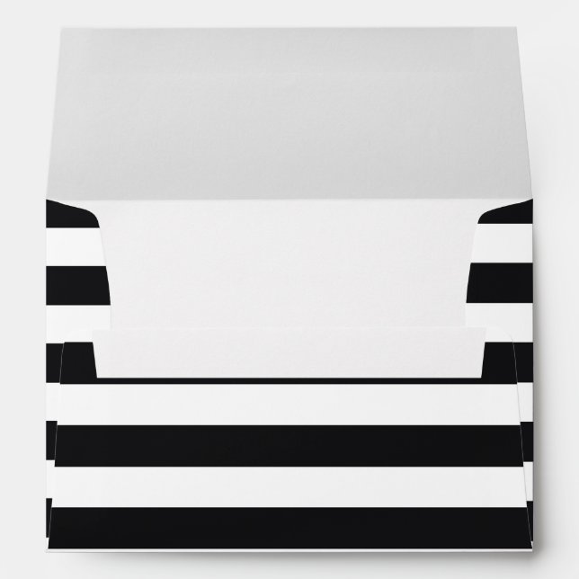 Chic Black & White Striped Party Invite Envelope (Back (Bottom))