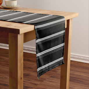 Chic black white striped short table runner
