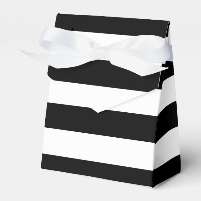 Chic Black & White Stripes Striped Birthday Party Favor Box (Front Side)