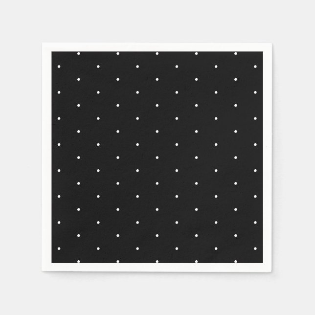 Chic black white tiny polka dots pattern paper napkin (Front)