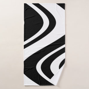 Chic Black & White Wavy Stripe Zebra Fashionable Bath Towel Set