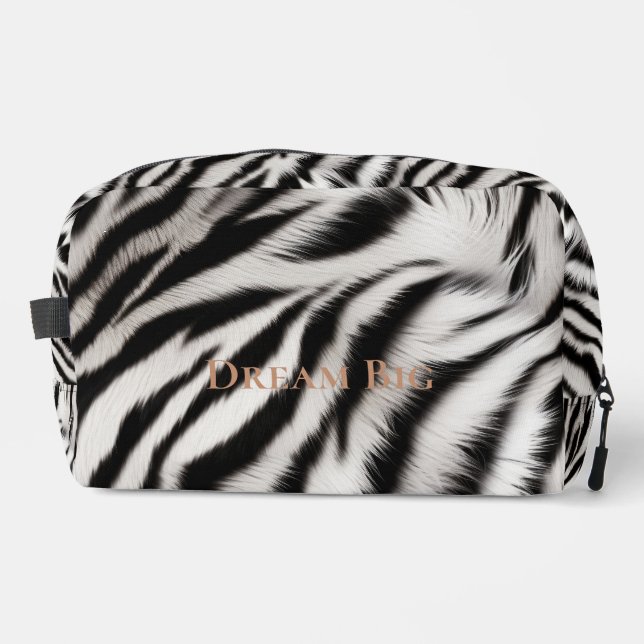 Chic Black White Zebra Animal Print Dopp Kit (Front)