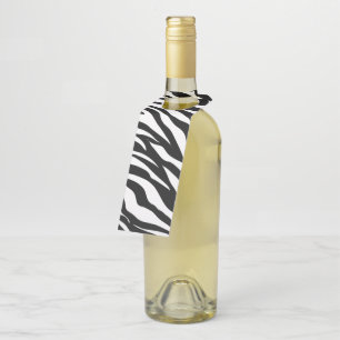 Chic black white zebra print safari birthday party bottle tag
