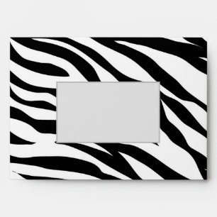 Chic black white zebra print safari birthday party envelope
