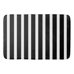 Chic Black Whites Stripes Pattern Bath Mat