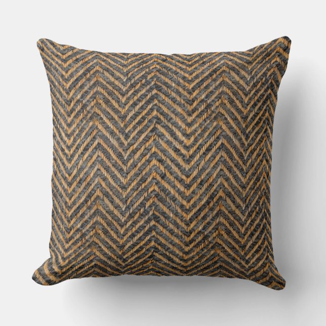 Chic black yellow chevron throw pillow (Front)