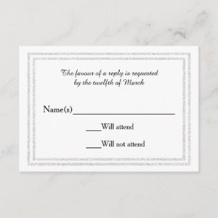 Chic blanc brillant argenté - carte RSVP