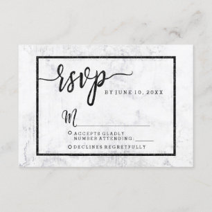 Chic Blanc & Gris Marbre Mariage RSVP Réponse