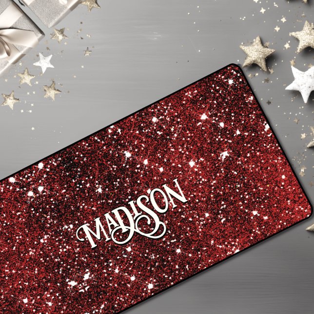 Chic blanc rouge noir parties scintillant monogram (Créateur téléchargé)