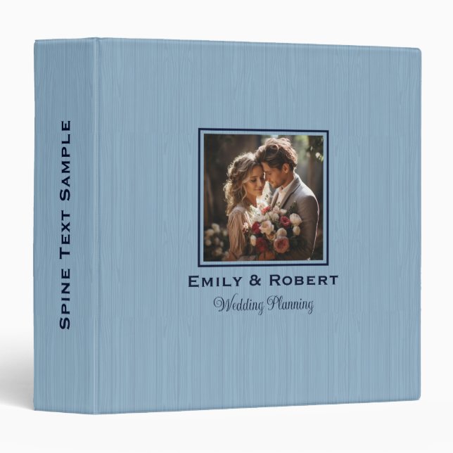 Chic Bleached Blue Wood Custom Wedding Photo Binder (Front/Spine)