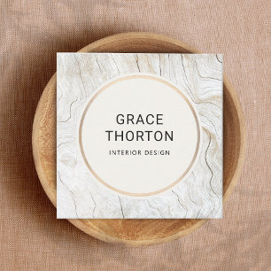 Chic  Bleached Wood Coastal Interior Designer Square Business Card