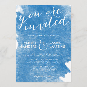 CHIC BLEU WATERCOLOR FAIRE-PART DE MARIAGE