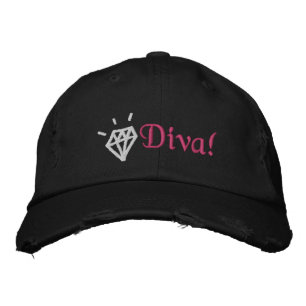 chic bling diamond diva embroidered cap