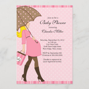 Chic Blonde Pregnant Mom Baby Shower Invitation