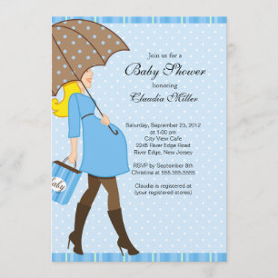 Chic Blonde Pregnant Mom Baby Shower Invitation