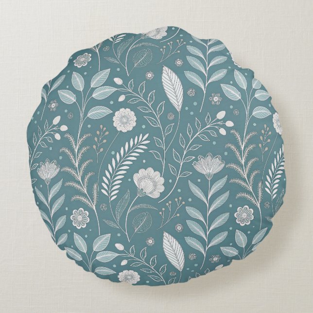 Chic Bloom Design Round Decorative Pillow (Back)