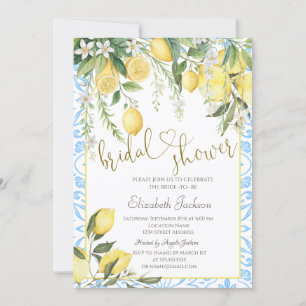 Chic Blooming Lemons Bridal Shower  Invitation
