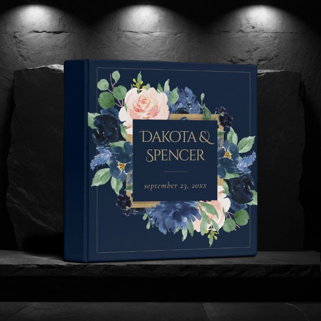 Chic Blooms | Dark Navy Blue and Blush Rose Floral Binder (Creator Uploaded)