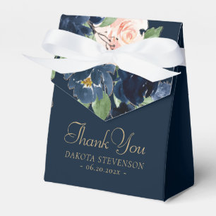 Chic Blooms Dark Romantic Navy Blue and Blush Favor Box