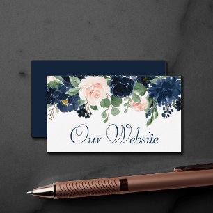 Chic Blooms   Navy Blue and Blush Garland Website Enclosure Card