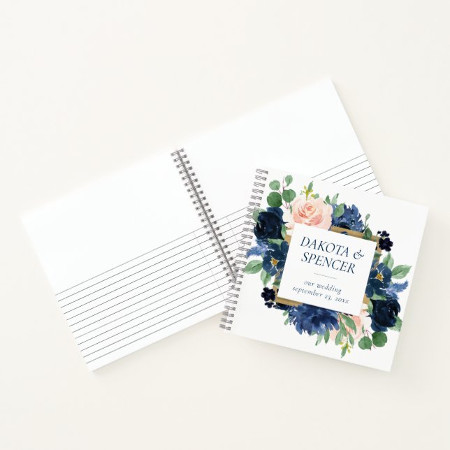 Chic Blooms | Navy Blue and Blush Photo Guest Book (Inside)
