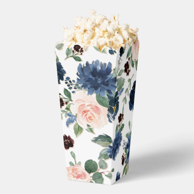 Chic Blooms | Navy Blue and Blush Pink Pattern Favor Box (Popped)