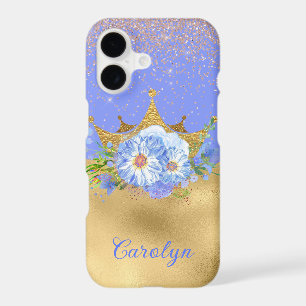 Chic Blue and Gold Floral Crown