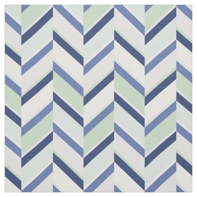 Chic blue and green geometric chevron pattern fabric (Swatch)