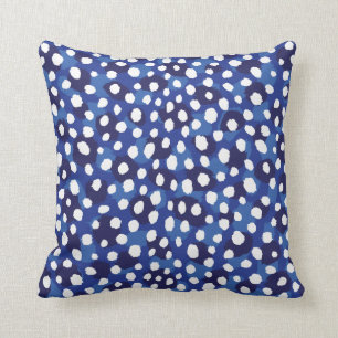 Chic blue and white cheetah print monogram throw pillow