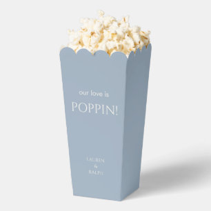 Chic Blue and White Couple Monogram Popcorn Favor Box