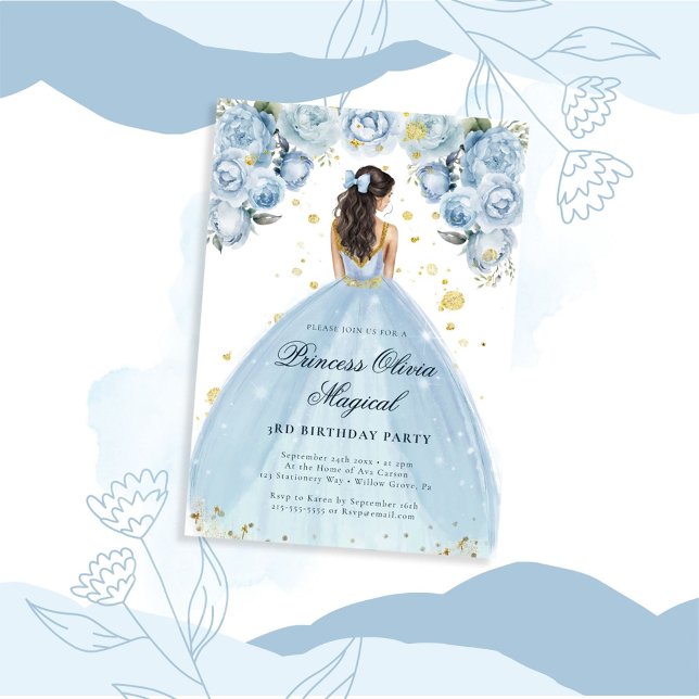 Chic Blue and White Princess Birthday Invitation (Creator Uploaded)