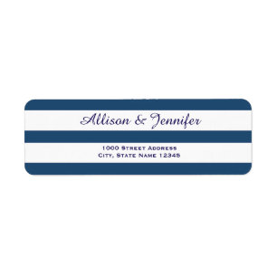 Chic Blue and White Striped Address