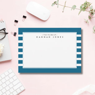 Chic Blue and White Striped Border Card