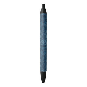 Chic Blue Art Nouveau Iris Botanical Pattern Black Ink Pen