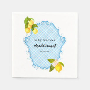 Chic Blue & Citrus Lemon Baby Shower Napkin