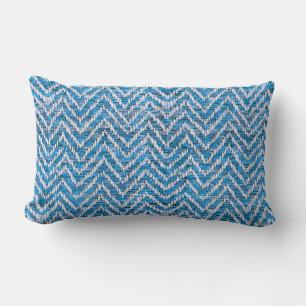 Chic blue cream chevron lumbar pillow