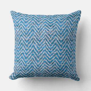 Chic blue cream chevron throw pillow