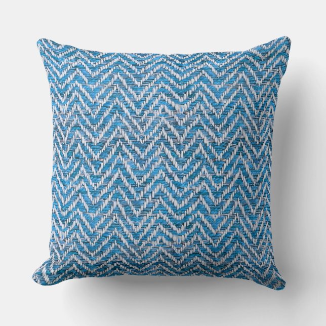 Chic blue cream chevron throw pillow (Front)
