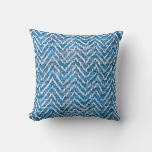 Chic blue cream chevron throw pillow