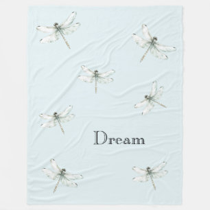Chic Blue Dragonfly Dream Fleece Blanket