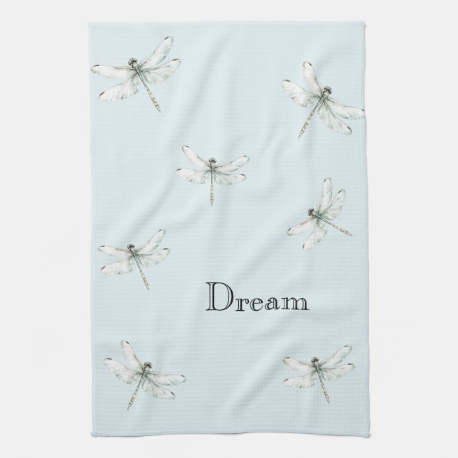 Chic Blue Dragonfly Dream Kitchen Towel (Vertical)
