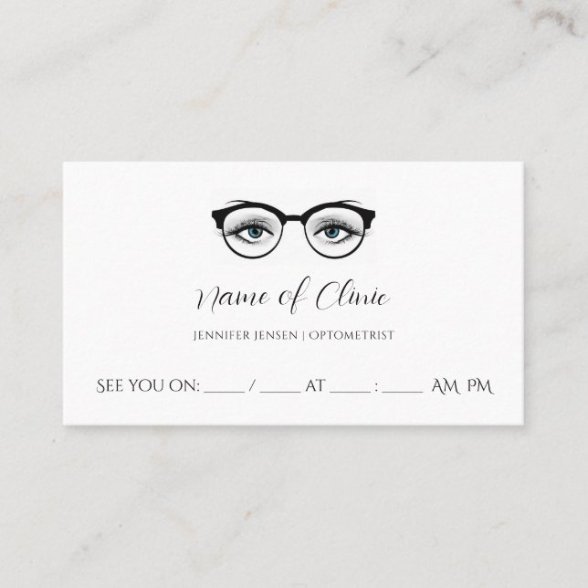 Chic Blue Eye Eyeglasses Eye Exam Appointment (Front)