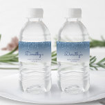 Chic Blue Glitter Drip 90th Birthday Party Water Bottle Label<br><div class="desc">These chic 90th birthday party water bottle labels feature a sparkly blue faux glitter drip border and blue ombre background. Personalize them with her name in blue handwriting script,  with her birthday and date below in sans serif font.</div>