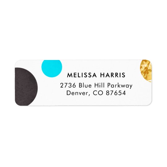 Chic Blue & Gold Polka Dot Return Address Labels