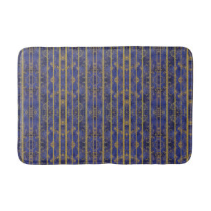 Chic Blue Gold Sparkles Bath Mat