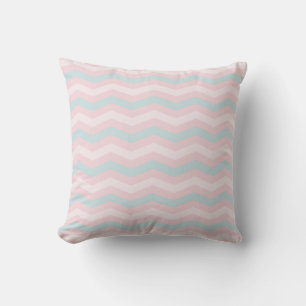 Chic Blue Green Pink Stripes Trendy Pastel Colours Throw Pillow